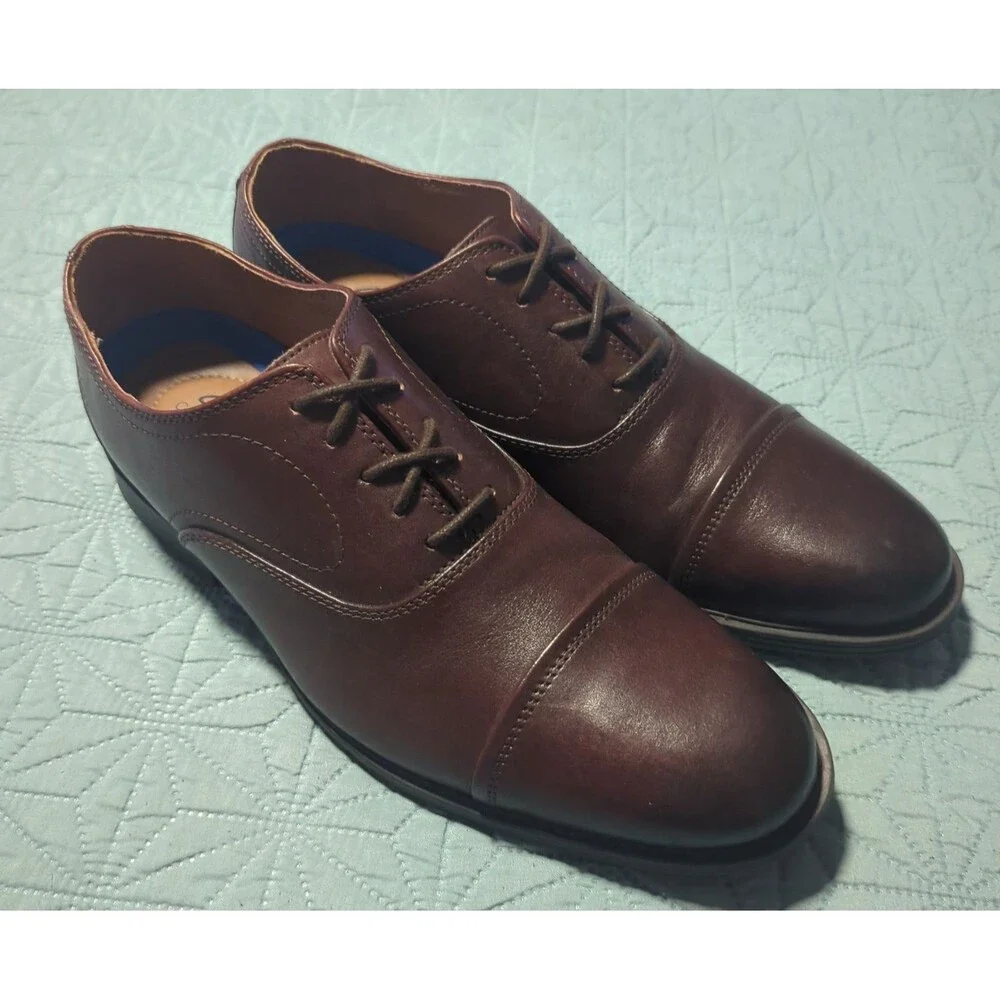 Clarks Men's Whiddon Cap Oxford Mahogany Leather Lace Up Dress Shoe Sz 8.5